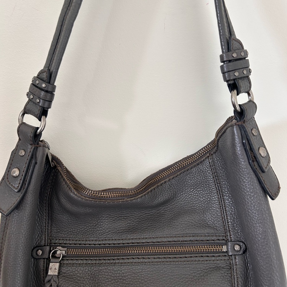The Sak Womens Sequoia Hobo Shoulder Bag Purse Gray Soft Pebbled Leather Handbag - Picture 2 of 11
